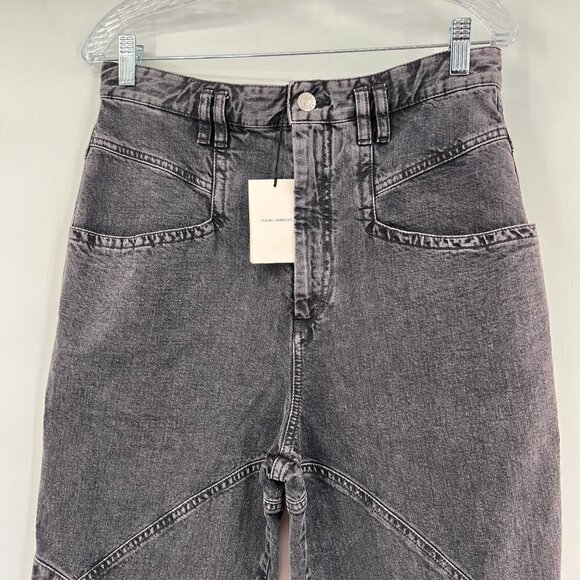 Isabel Marant Eloisa Faded Night Black High-Rise Jeans Women's  6 US NWT - Picture 3 of 10